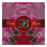 Fractal Union Lace Monogram Wedding Invitation