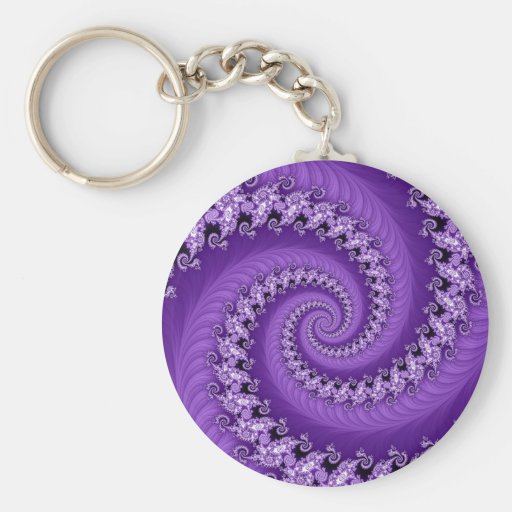 Fractal Violet Double Spiral Keychain