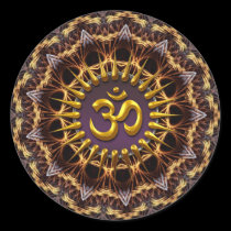 Fractal Weave Golden (Aum) Symbol Sticker stickers