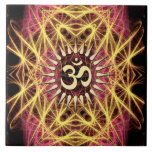Fractal Webs of Gold Aum Ceramic Tile