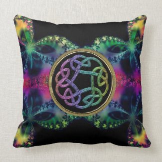 Fractalicious Rainbow Celtic Knot Design Pillow