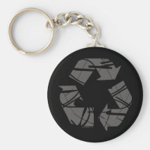 Fractured Gray Recycle Sign Keychain