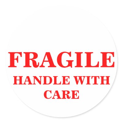 FRAGILE HANDLE WITH CARE package shipping label Round Sticker by maximus7