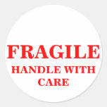 FRAGILE HANDLE WITH CARE package shipping label Round Sticker