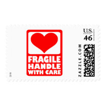 Fragile handle with care postage stamps