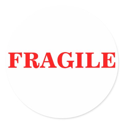 FRAGILE package shipping label Round Stickers by maximus7