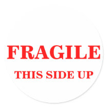 FRAGILE THIS SIDE UP shipping label Round Sticker