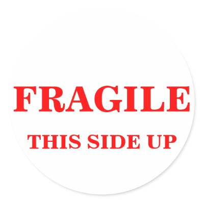FRAGILE THIS SIDE UP shipping label Round Sticker by maximus7