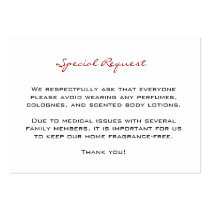 Fragrance Free Request Cards business cards