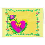 Frame of Loving Heart and Flowers cards