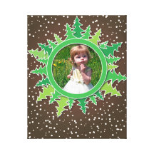 Frame with Christmas Trees on brown bg Canvas Print