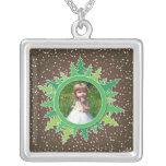 Frame with Christmas Trees on brown bg Pendants