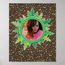 Frame with Christmas Trees on brown bg Poster