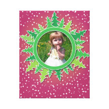 Frame with Christmas Trees on pink bg Canvas Prints