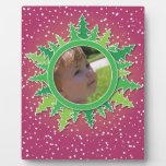 Frame with Christmas Trees on pink bg Plaque