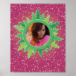 Frame with Christmas Trees on pink bg Print