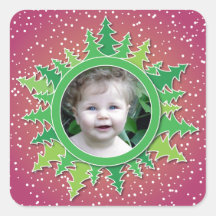 Frame with Christmas Trees on pink bg Stickers