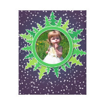 Frame with Christmas Trees on purple bg Stretched Canvas Prints