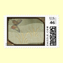 Framed Butterfly & Leaves Postage stamps