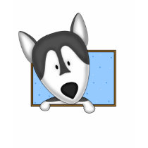Framed Cartoon Alaskan Malamute Ladies T-Shirt