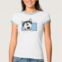 Framed Cartoon Alaskan Malamute T Shirt by MenagerieMayhem Framed Cartoon Alaskan Malamute T Shirt
