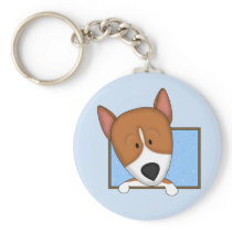 Framed Cartoon Basenji Keychain