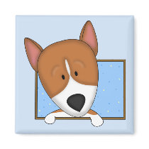 Framed Cartoon Basenji Magnet