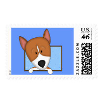 Framed Cartoon Basenji Postage Stamps