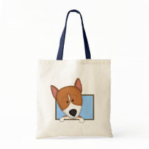 Framed Cartoon Basenji Tote Bag