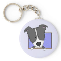 Framed Cartoon Border Collie Keychain