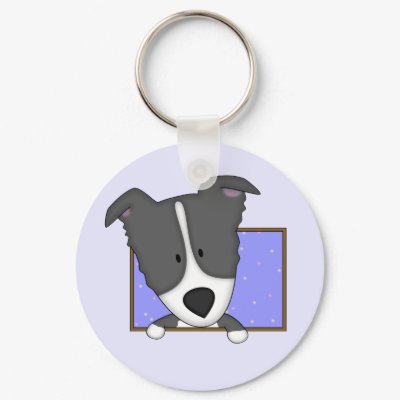 Framed Cartoon Border Collie Keychain by MenagerieMayhem