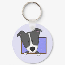 Framed Cartoon Border Collie Keychain