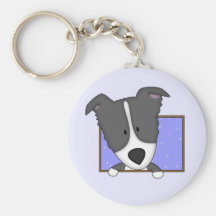 Framed Cartoon Border Collie Keychain