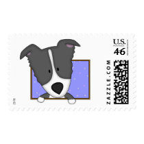 Framed Cartoon Border Collie Postage Stamps