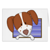 Framed Cartoon Brittany Spaniel Card