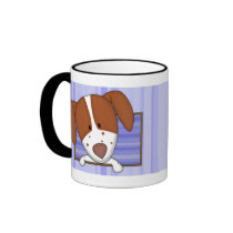 Framed Cartoon Brittany Spaniel Mug by MenagerieMayhem Framed Cartoon Brittany Spaniel Mug