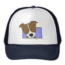 Framed Cartoon Brown Border Collie Hat