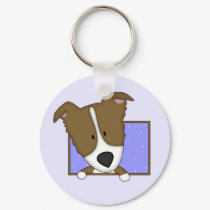 Framed Cartoon Brown Border Collie Keychain