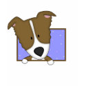 Framed Cartoon Brown Border Collie Ladies T-Shirt