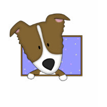 Framed Cartoon Brown Border Collie Ladies T-Shirt