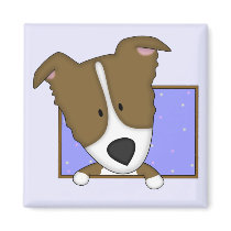 Framed Cartoon Brown Border Collie Magnet