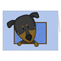 Framed Cartoon Doberman Pinscher cards by MenagerieMayhem Framed Cartoon Doberman Pinscher cards