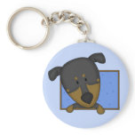 Framed Cartoon Doberman Pinscher Keychain