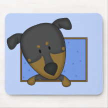 Framed Cartoon Doberman Pinscher Mousepad