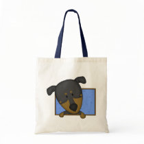 Framed Cartoon Doberman Pinscher Tote Bag by MenagerieMayhem Framed Cartoon Doberman Pinscher Tote Bag