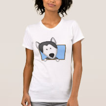 Framed Cartoon Siberian Husky Ladies Tshirt