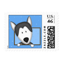 Framed Cartoon Siberian Husky postage