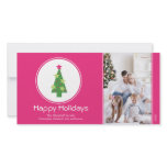 Framed Christmas Tree Holiday Photocard (pink) Photo Greeting Card