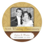 Framed Damask Golden (50th) Anniversary sticker