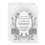 Framed Elegant Vintage Rose Wedding Invitation